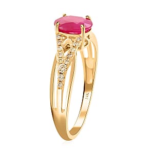 Certified & Appraised Luxoro AAA Mozambique Ruby and G-H I2 Diamond 1.50 ctw Ring in 14K Yellow Gold (Size 8.5)