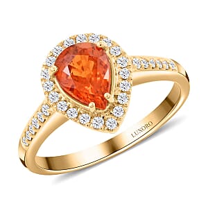 Certified and Appraised Luxoro AAA Nigerian Spessartite Garnet and G-H I2 Diamond 1.8 ctw Ring in 14K Yellow Gold (Size 7.5)