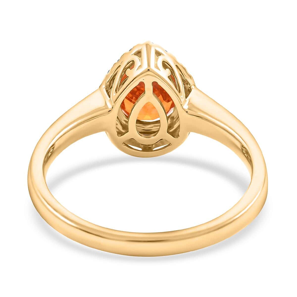 Certified and Appraised Luxoro AAA Nigerian Spessartite Garnet and G-H I2 Diamond 1.8 ctw Ring in 14K Yellow Gold (Size 7.5) image number 4