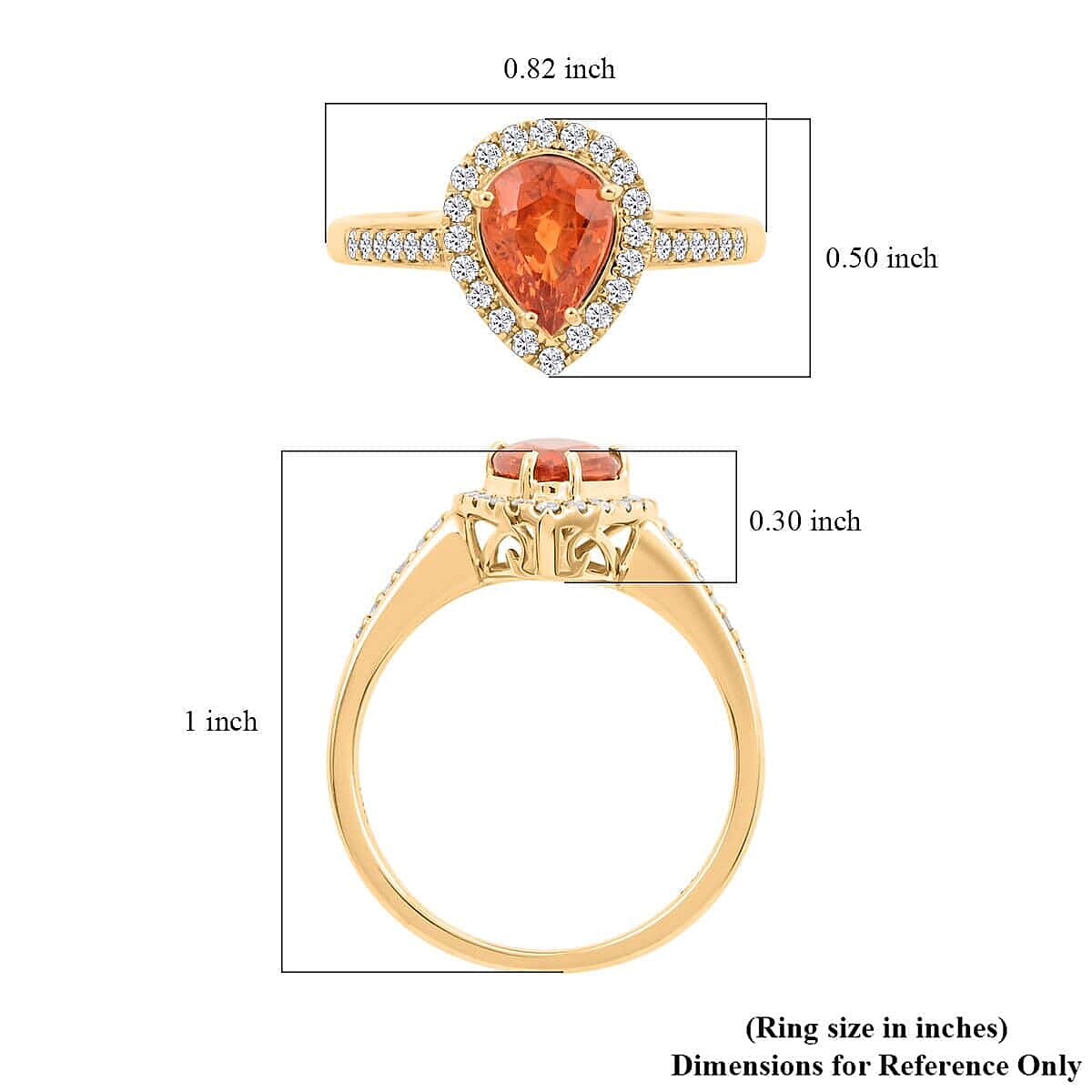 Certified and Appraised Luxoro AAA Nigerian Spessartite Garnet and G-H I2 Diamond 1.8 ctw Ring in 14K Yellow Gold (Size 7.5) image number 5