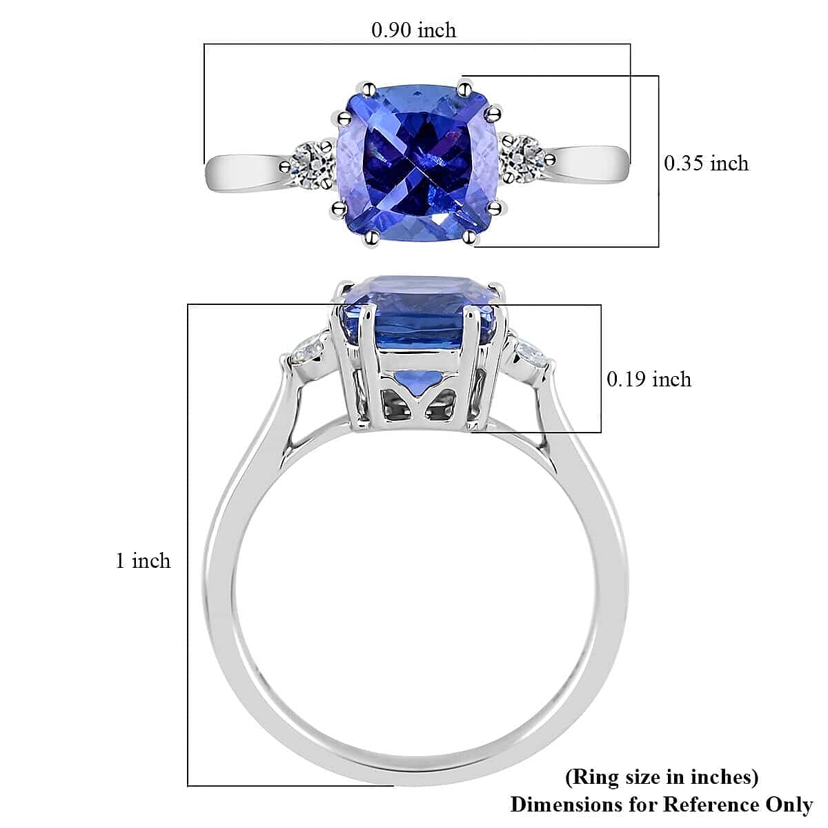 Certified & Appraised Iliana AAA Tanzanite and G-H SI Diamond 2.40 ctw Ring in 18K White Gold (Size 10.5) image number 5