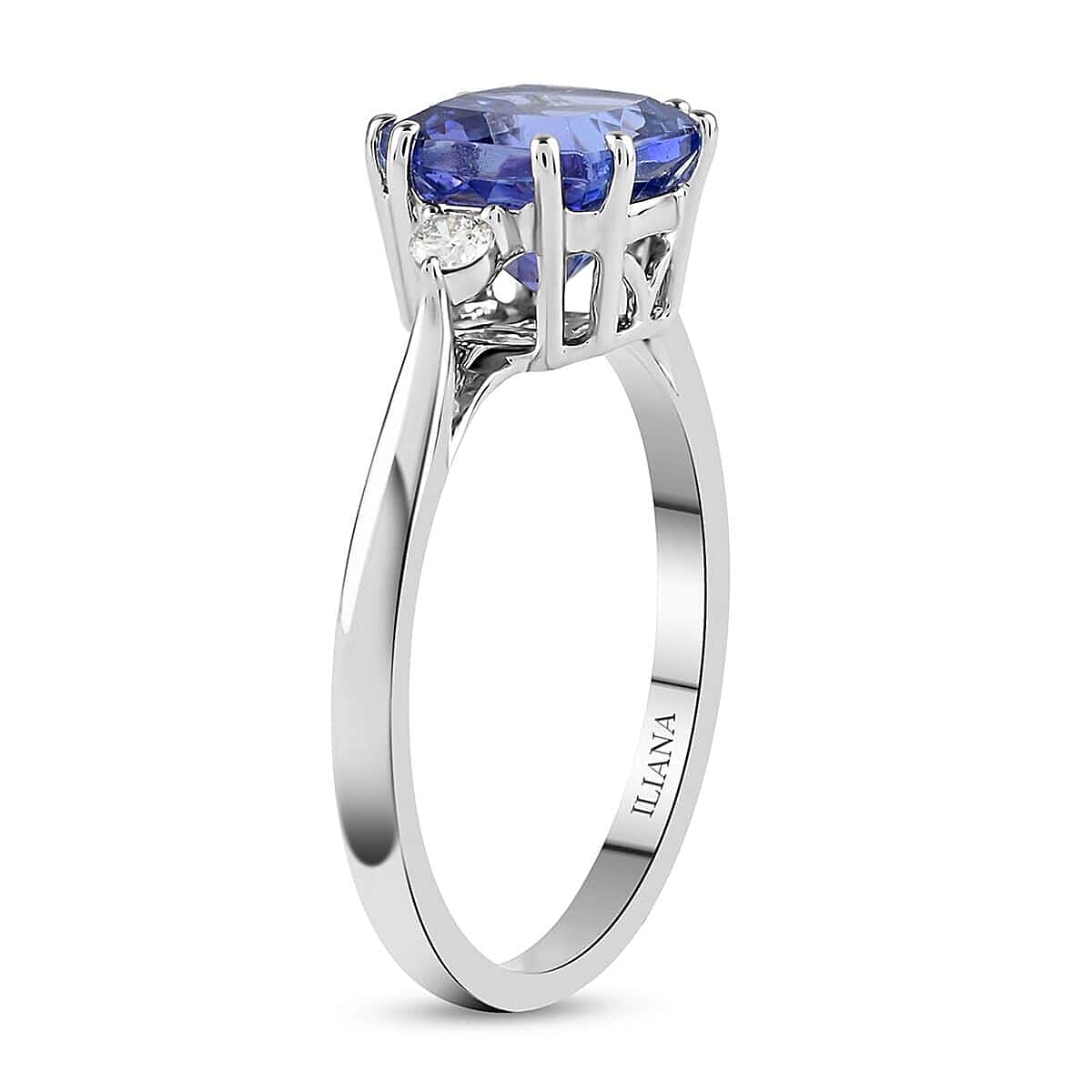 Certified & Appraised Iliana AAA Tanzanite and G-H SI Diamond 2.40 ctw Ring in 18K White Gold (Size 11.0) image number 3
