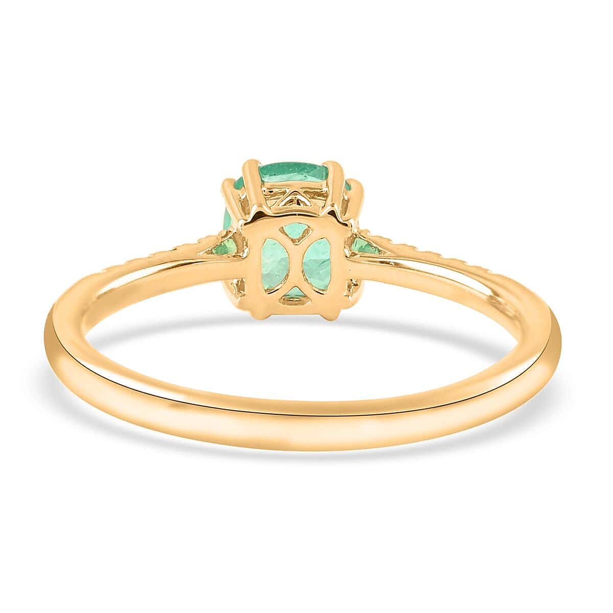 Certified & Appraised Luxoro AAA Boyaca Colombian Emerald and G-H I2 Diamond 1.10 ctw Ring in 14K Yellow Gold (Size 6.5) image number 4