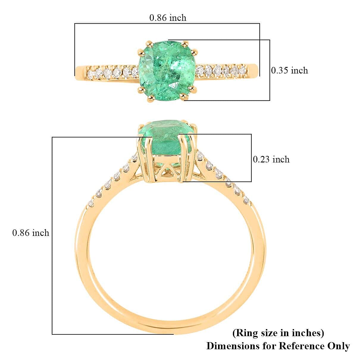 Certified & Appraised Luxoro AAA Boyaca Colombian Emerald and G-H I2 Diamond 1.10 ctw Ring in 14K Yellow Gold (Size 6.5) image number 5