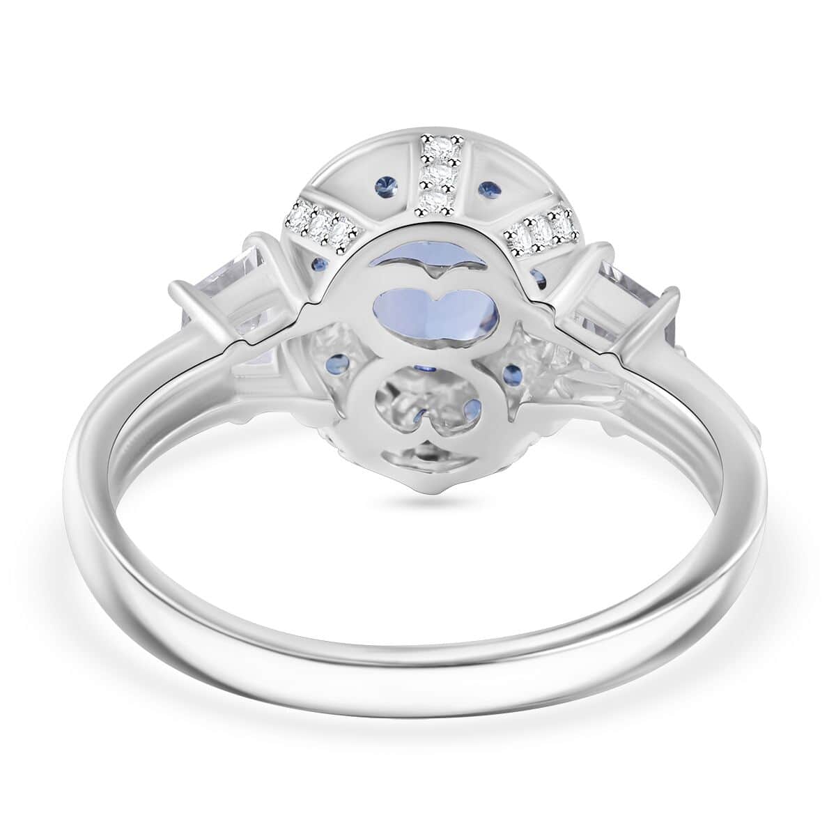 Tanzanite and Multi Gemstone 1.60 ctw Luminous Crown Ring in Rhodium Over Sterling Silver (Size 10.0)  image number 3