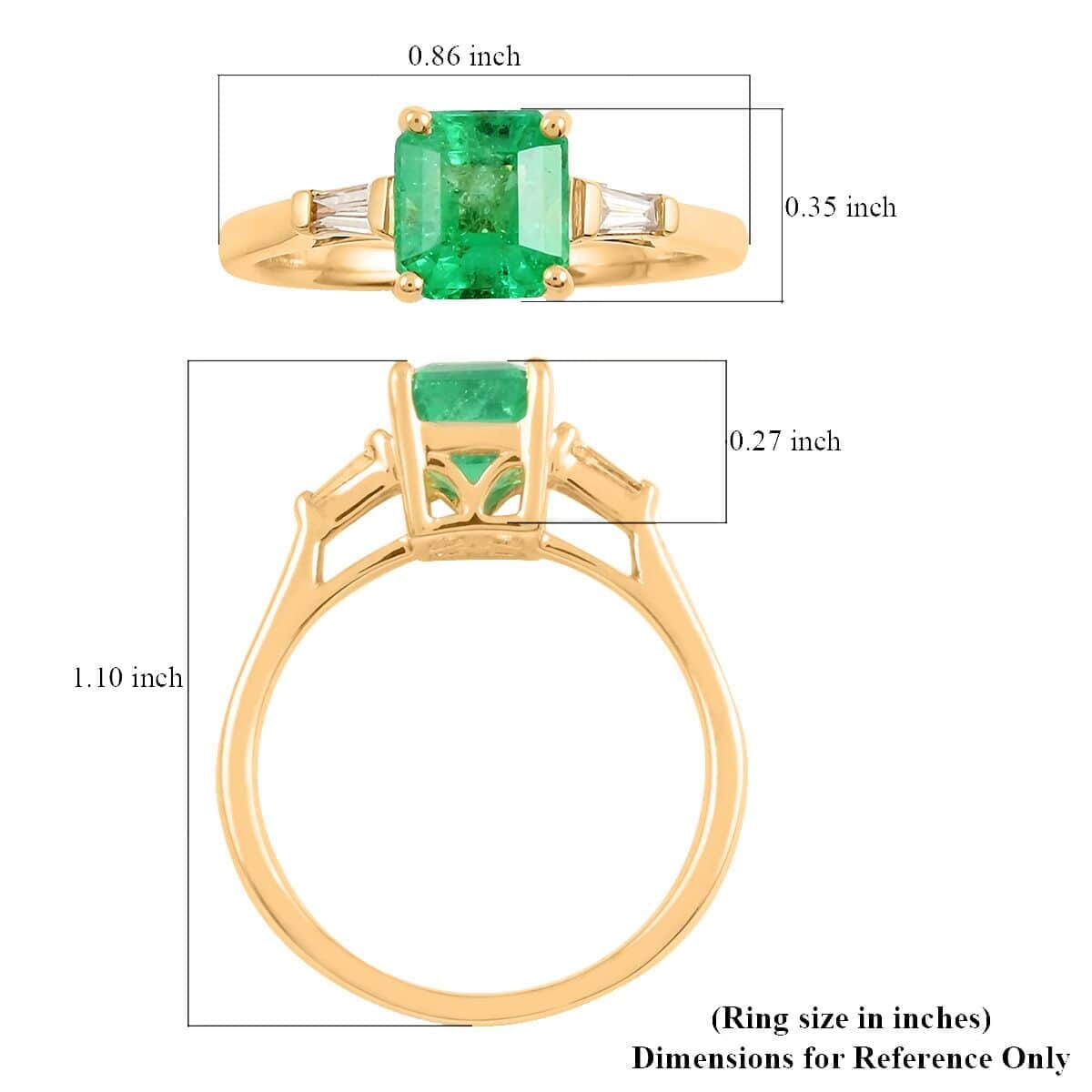Certified & Appraised Luxoro AAA Boyaca Colombian Emerald and G-H I2 Diamond 1.15 ctw Ring in 14K Yellow Gold (Size 6.5) image number 4