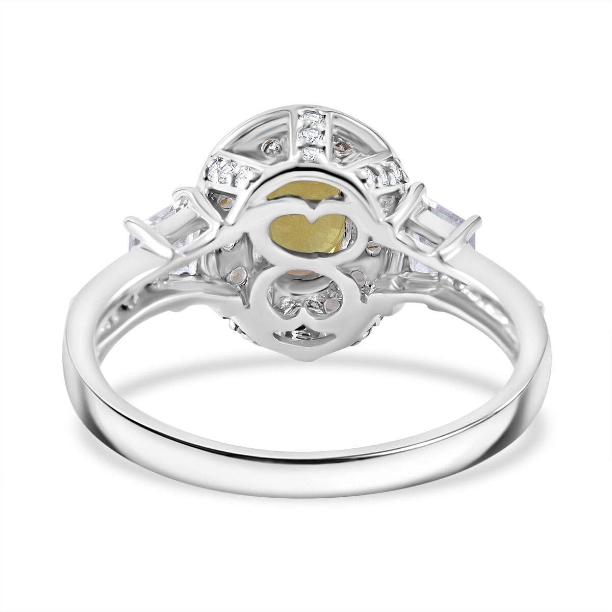 Madagascar Yellow Sapphire and White Zircon 1.65 ctw Luminous Crown Ring in Rhodium Over Sterling Silver (Size 10.0) image number 3