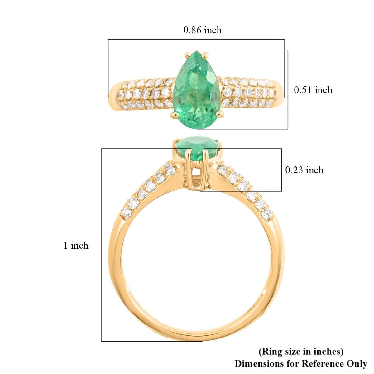 One Of A Kind Certified & Appraised Luxoro AAA Boyaca Colombian Emerald and G-H I2 Diamond 1.50 ctw Ring in 14K Yellow Gold (Size 6.5) image number 4