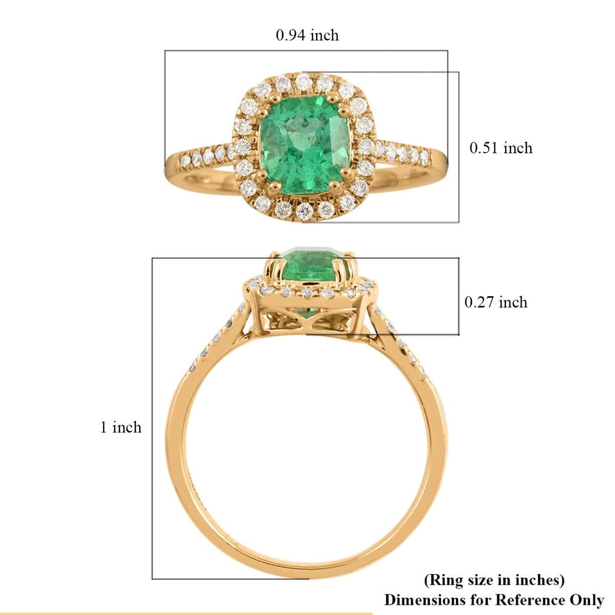 Certified & Appraised Luxoro AAA Boyaca Colombian Emerald and G-H I2 Diamond 1.65 ctw Halo Ring in 14K Yellow Gold (Size 9.5) 2.55 Grams image number 4