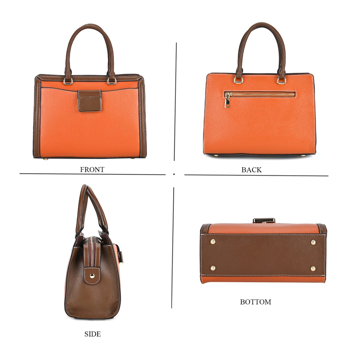 Light Brown with Dark Brown Genuine Leather Crossbody Bag with Handle Drop and Shoulder Strap 51 Inches image number 3