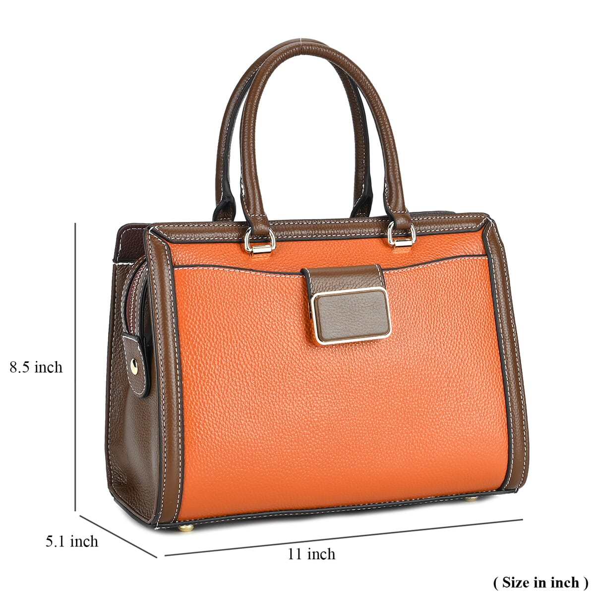 Light Brown with Dark Brown Genuine Leather Crossbody Bag with Handle Drop and Shoulder Strap 51 Inches image number 6