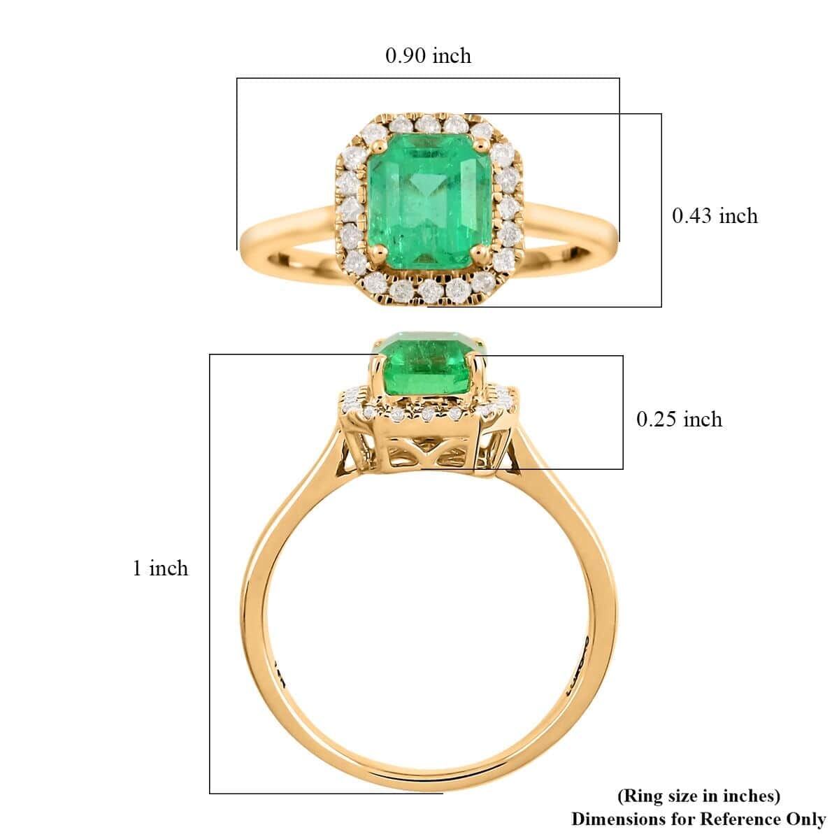 Certified Luxoro AAA Boyaca Colombian Emerald and G-H I2 Diamond 1.50 ctw Halo Ring in 14K Yellow Gold (Size 8.5) 2.85 Grams image number 4