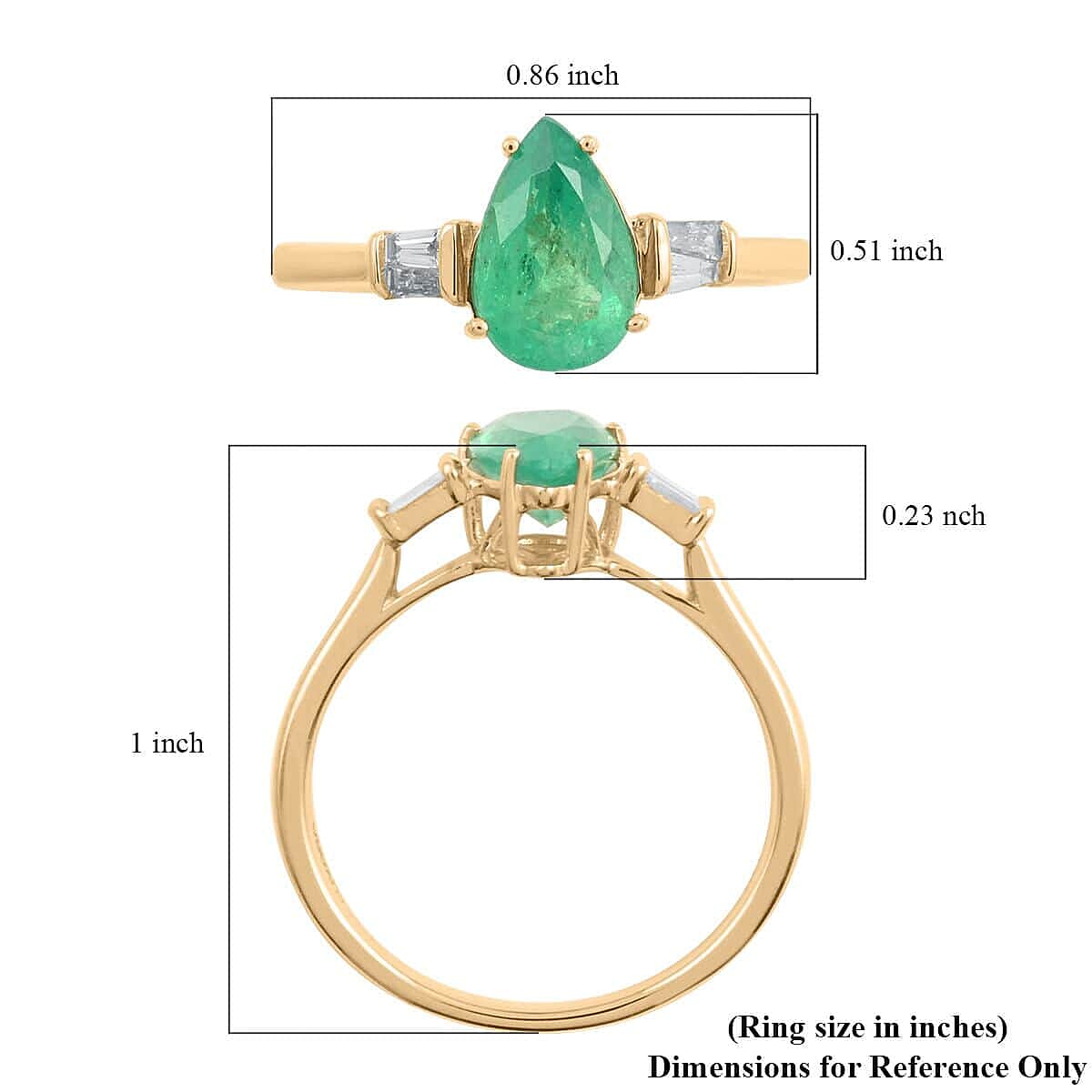 Certified & Appraised Luxoro AAA Boyaca Colombian Emerald and G-H I2 Diamond 1.50 ctw Ring in 14K Yellow Gold (Size 5.0)