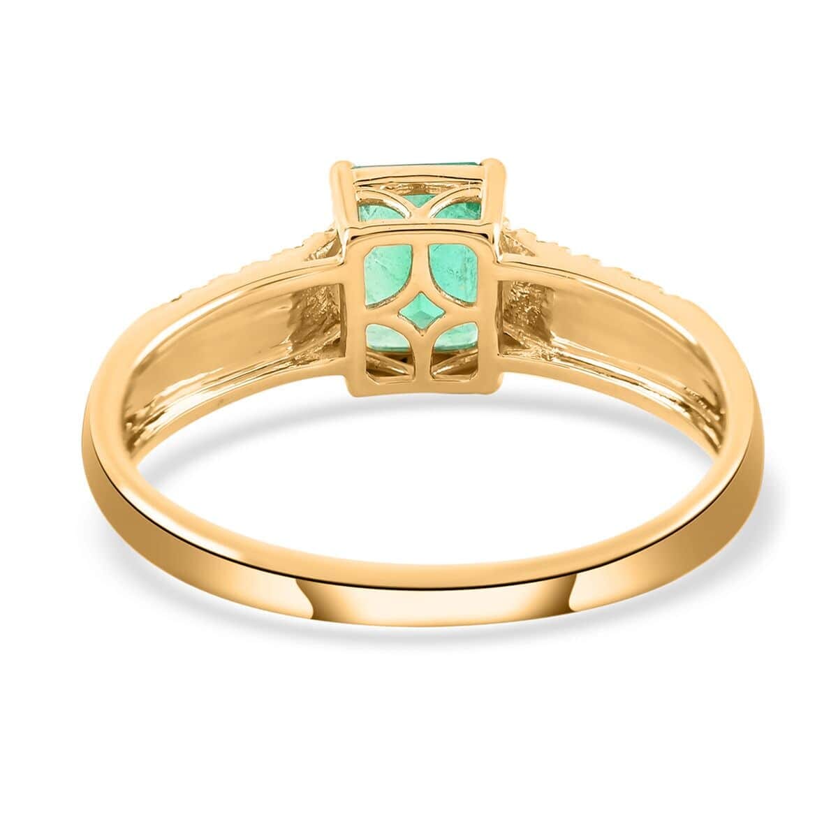 Certified Luxoro AAA Boyaca Colombian Emerald and G-H I2 Diamond 1.65 ctw Ring in 14K Yellow Gold (Size 5.0) image number 4