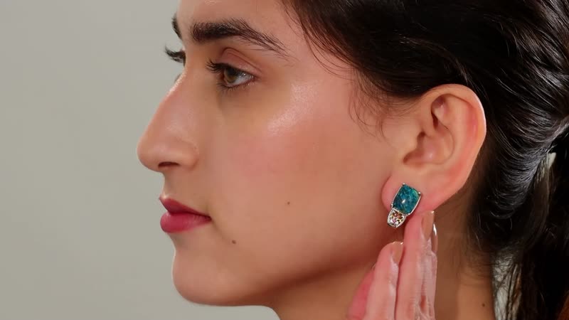 Karis Table Mountain Shadowkite and Orissa Rhodolite Garnet 14.75 ctw Floral Earrings in 18K YG Plated and Platinum Bond