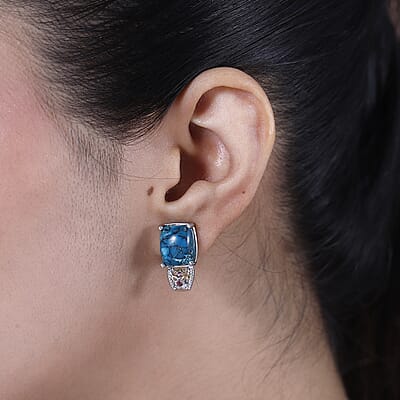 Karis Table Mountain Shadowkite and Orissa Rhodolite Garnet 14.75 ctw Floral Earrings in 18K YG Plated and Platinum Bond