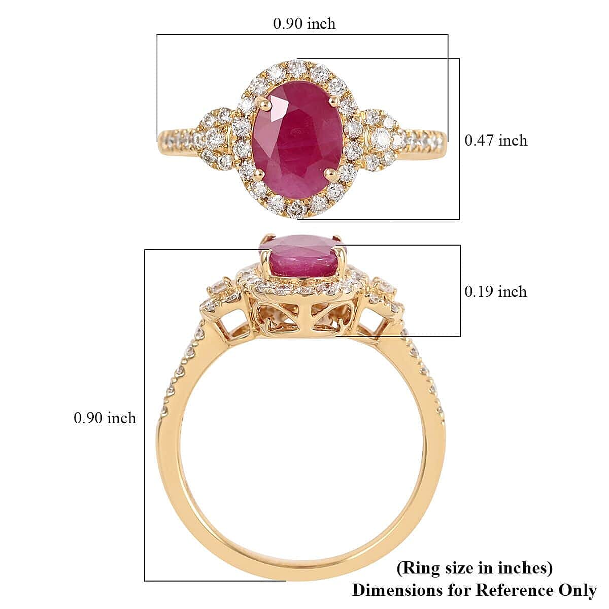 Certified and Appraised Iliana AAA CABO DELGADO Ruby and G-H SI Diamond 1.85 ctw Halo Ring in 18K Yellow Gold (Size 5.0)