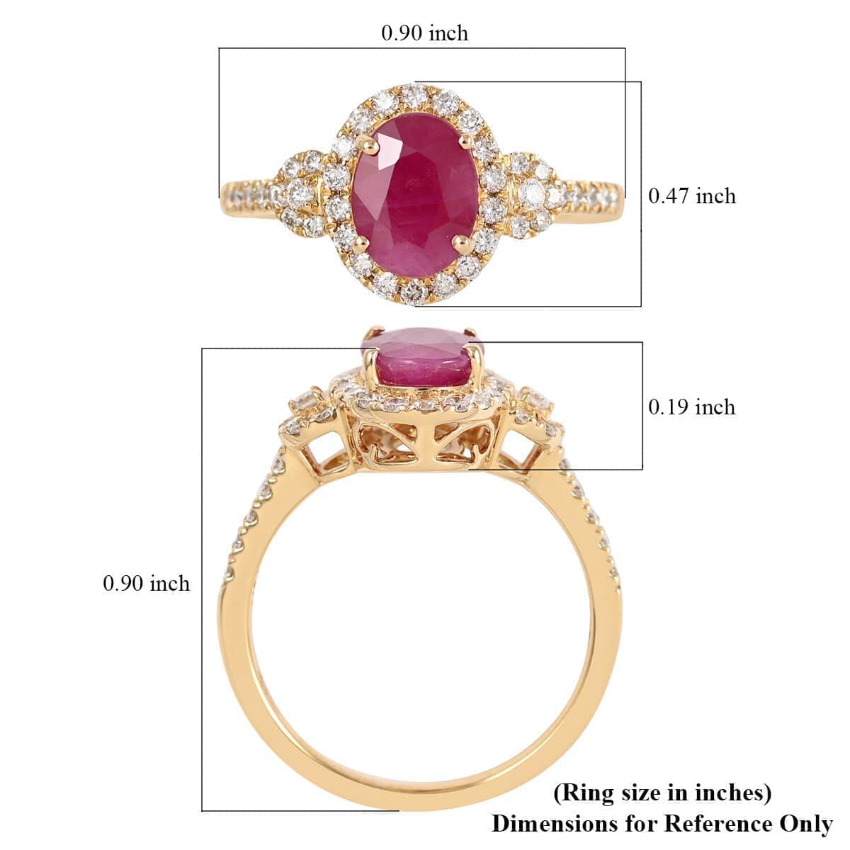 Certified and Appraised Iliana AAA CABO DELGADO Ruby and G-H SI Diamond 1.85 ctw Halo Ring in 18K Yellow Gold (Size 7.5) image number 5