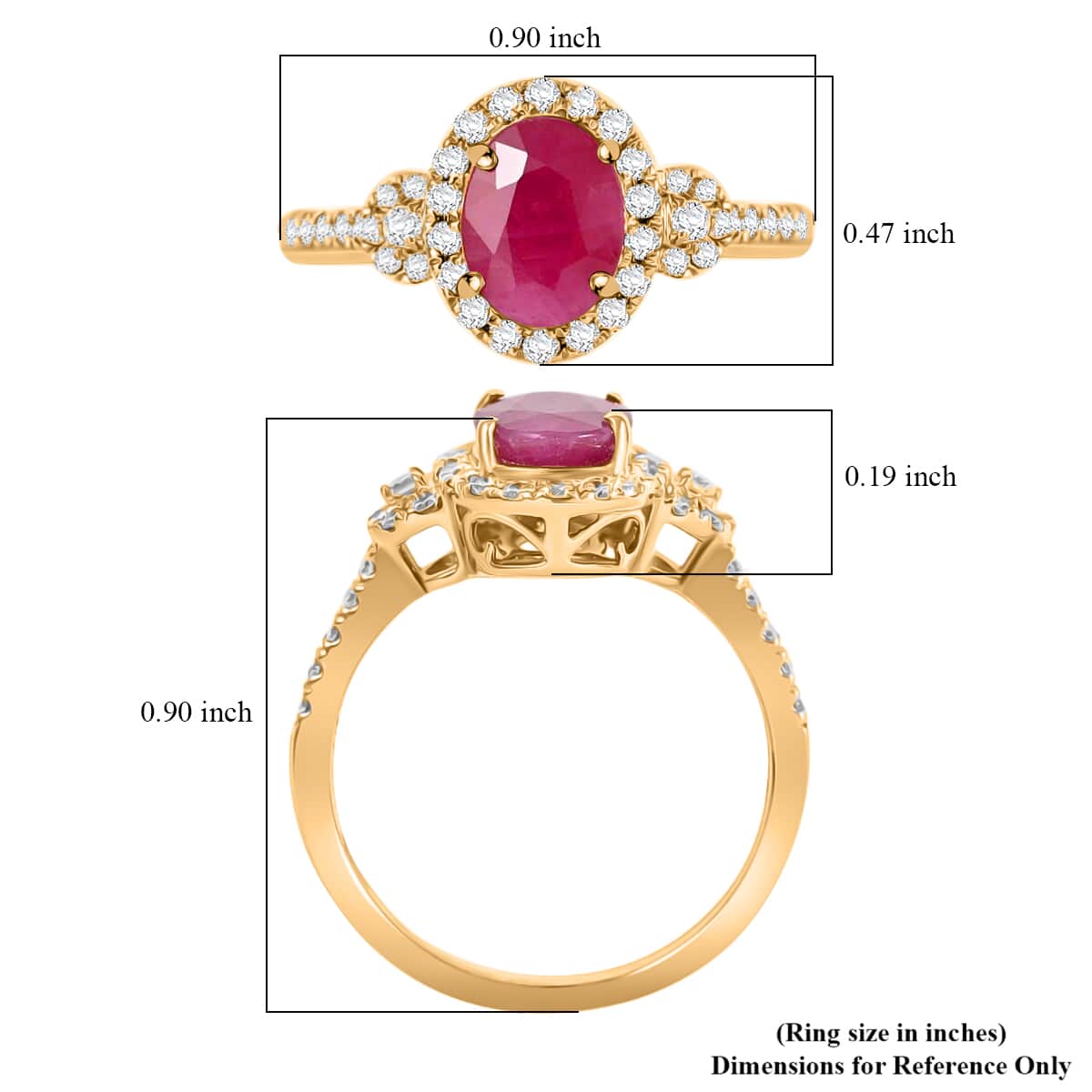 Certified and Appraised Iliana AAA CABO DELGADO Ruby and G-H SI Diamond 1.85 ctw Halo Ring in 18K Yellow Gold (Size 8.5) image number 5