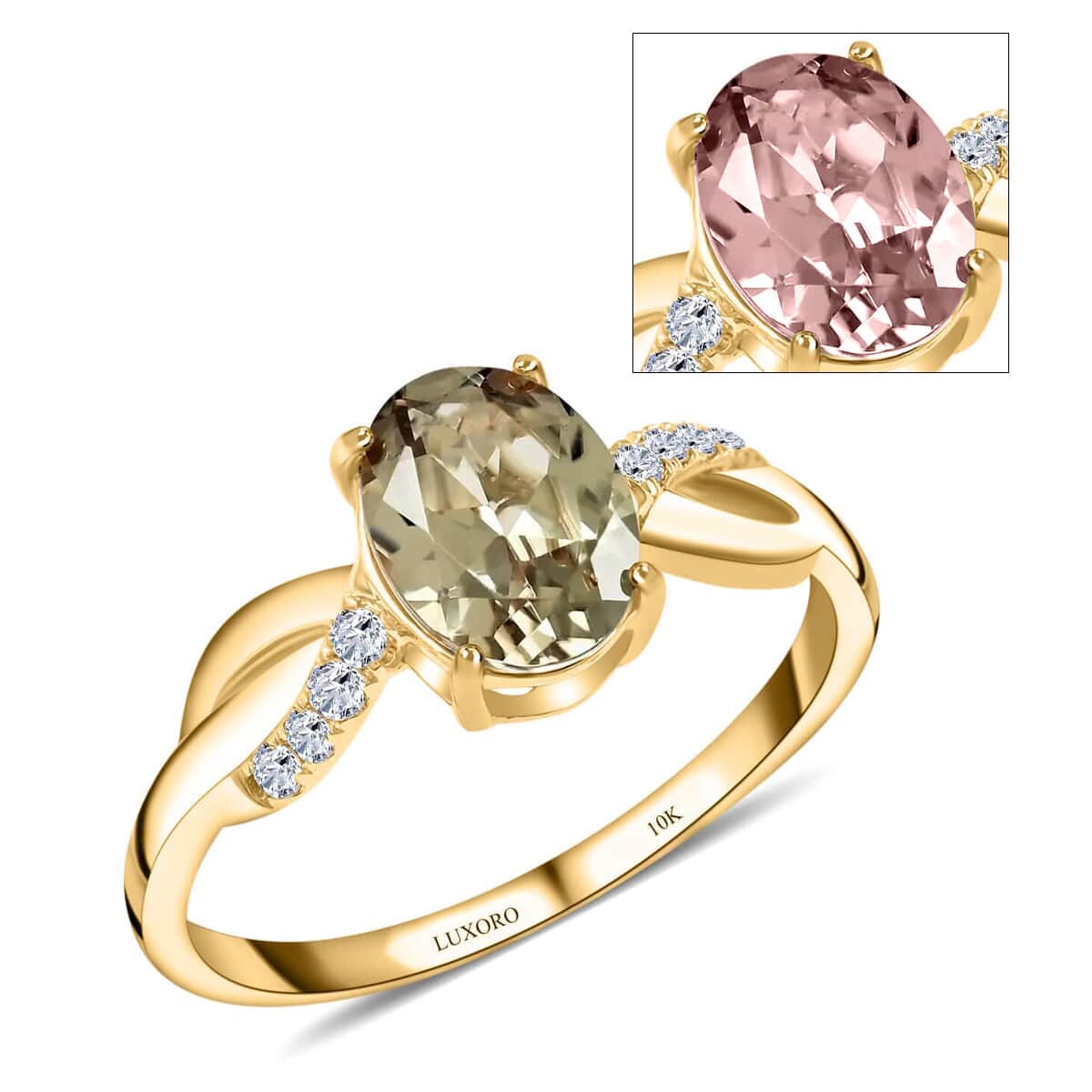 Luxoro AAA Turkizite and G-H I2 Diamond 1.40 ctw Ring in 10K Yellow Gold (Size 5.0) image number 0