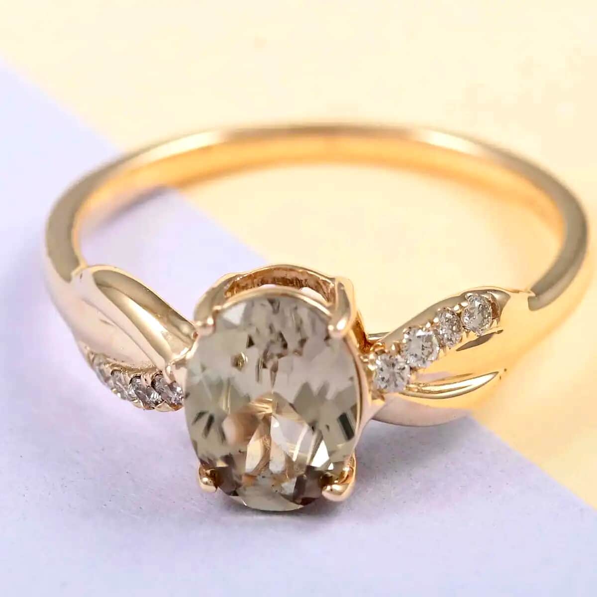 Luxoro AAA Turkizite and G-H I2 Diamond 1.40 ctw Ring in 10K Yellow Gold (Size 5.0) image number 1