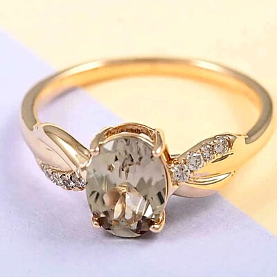 Luxoro AAA Turkizite and G-H I2 Diamond 1.40 ctw Ring in 10K Yellow Gold (Size 5.0)