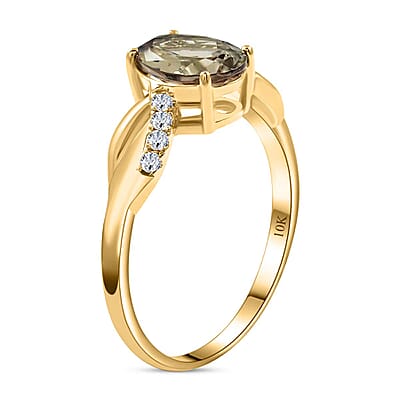 Luxoro AAA Turkizite and G-H I2 Diamond 1.40 ctw Ring in 10K Yellow Gold (Size 5.0)