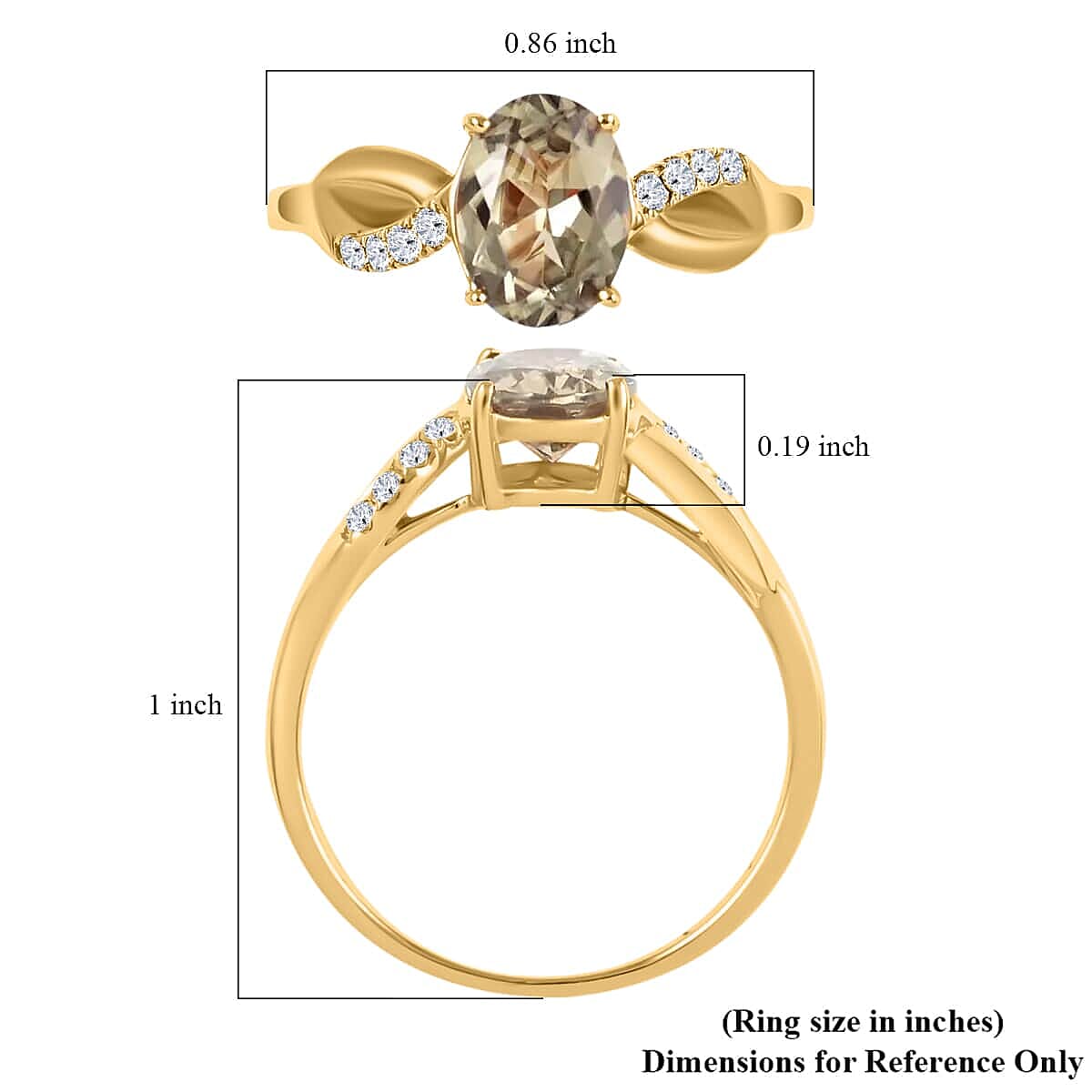 Luxoro AAA Turkizite and G-H I2 Diamond 1.40 ctw Ring in 10K Yellow Gold (Size 5.0)