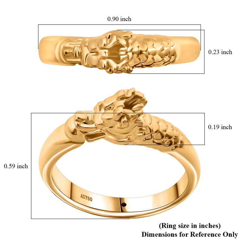 18K Yellow Gold Dragon Ring (Size 8.0)