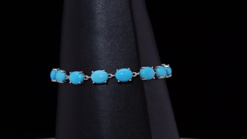 Doorbuster Premium Sleeping Beauty Turquoise 16.35 ctw Bracelet in Rhodium Over Sterling Silver (7.25 In)