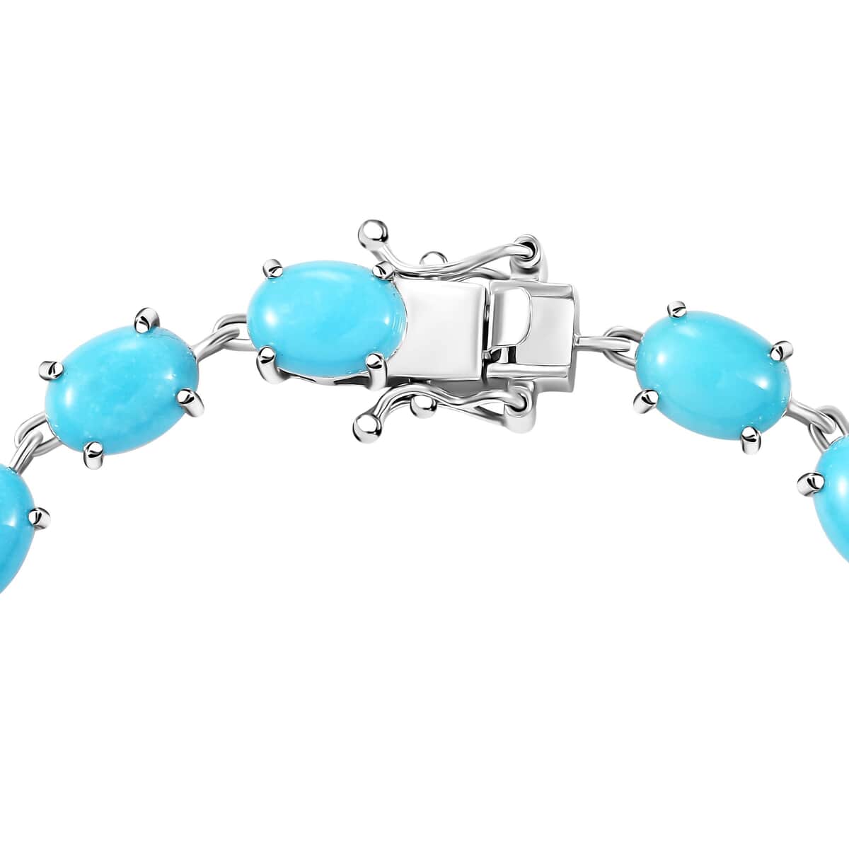 Doorbuster Premium Sleeping Beauty Turquoise 16.35 ctw Link Bracelet in Rhodium Over Sterling Silver (7.25 In) image number 3