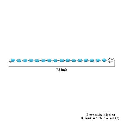 D'Joy Premium Sleeping Beauty Turquoise 16.35 ctw Link Bracelet in Rhodium Over Sterling Silver (7.25 In)