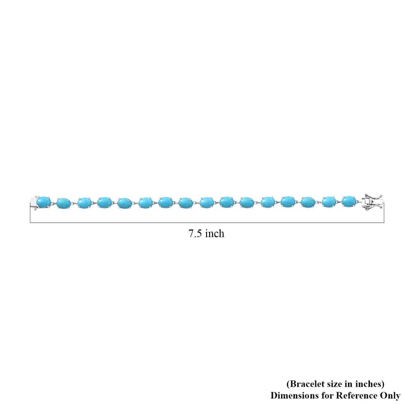 D'Joy Premium Sleeping Beauty Turquoise 16.35 ctw Link Bracelet in Rhodium Over Sterling Silver (7.25 In)