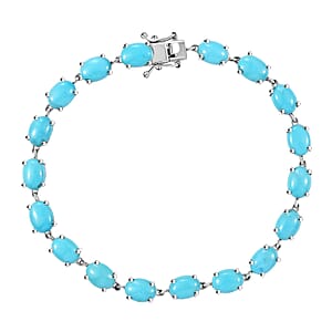 D'Joy Premium Sleeping Beauty Turquoise 18.40 ctw Link Bracelet in Rhodium Over Sterling Silver (8.00 In)