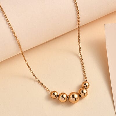 Beaded Necklace in 14K Yellow Gold Over Sterling Silver 2.68 Grams 20 Inches