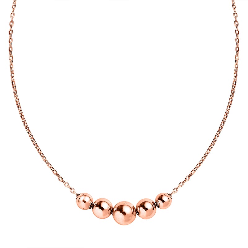 Beaded Necklace in 14K Rose Gold Over Sterling Silver 2.68 Grams 20 Inches