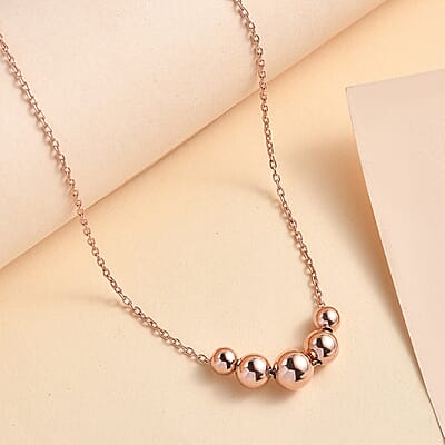 Beaded Necklace in 14K Rose Gold Over Sterling Silver 2.68 Grams 20 Inches