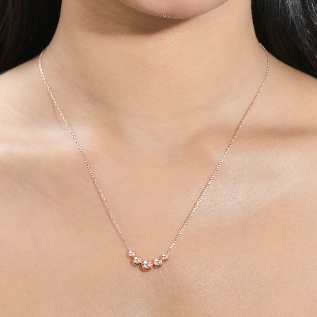 Beaded Necklace in 14K Rose Gold Over Sterling Silver 2.68 Grams 20 Inches image number 2