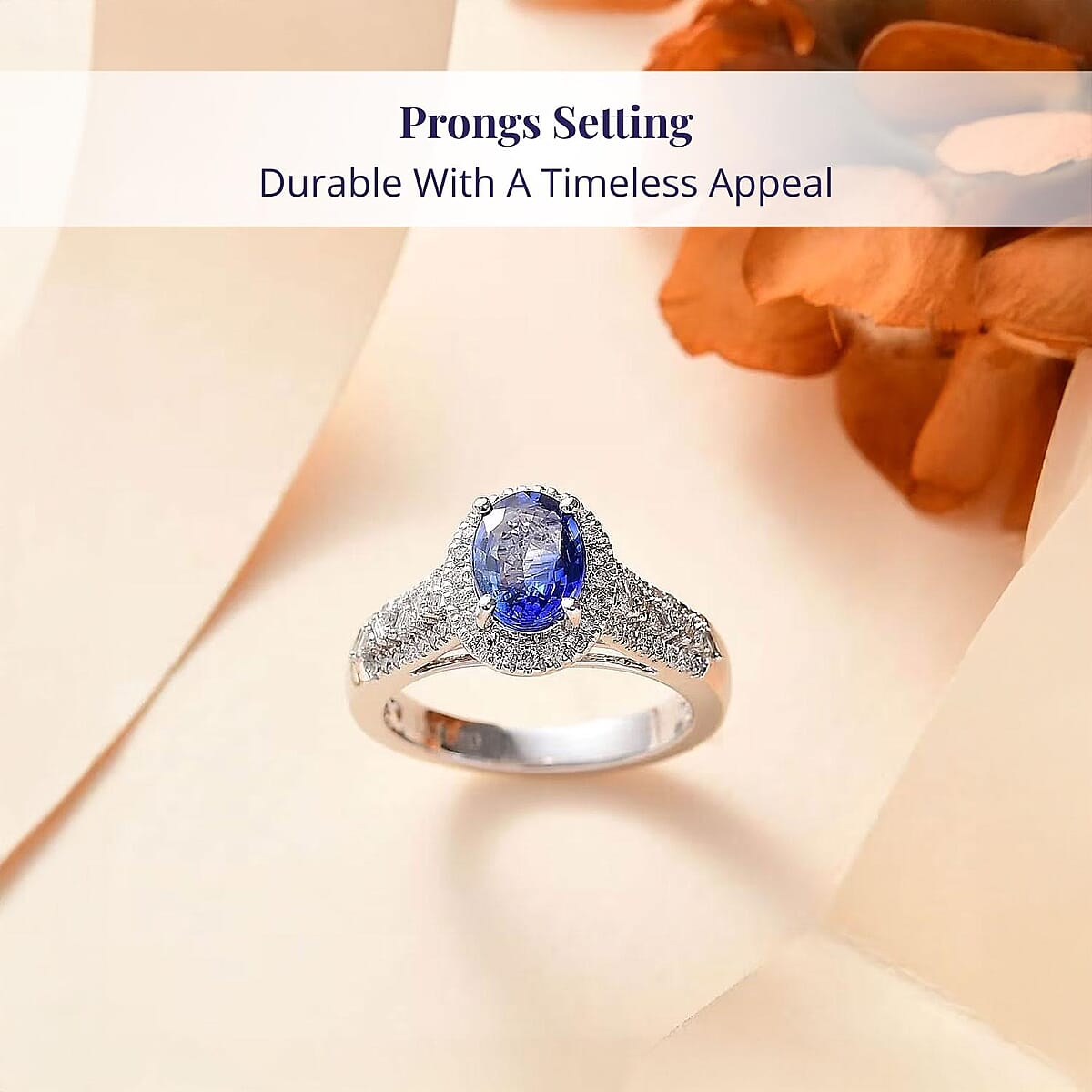 Luxoro Premium Ceylon Blue Sapphire and G-H I2 Diamond 2.00 ctw Modern Minimalist Ring in 10K White Gold (Size 8.5) image number 3