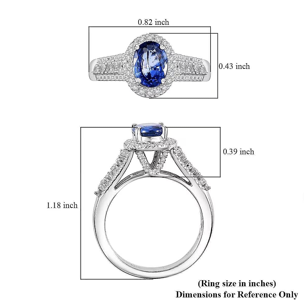 Luxoro Premium Ceylon Blue Sapphire and G-H I2 Diamond 2.00 ctw Modern Minimalist Ring in 10K White Gold (Size 9.5) image number 5