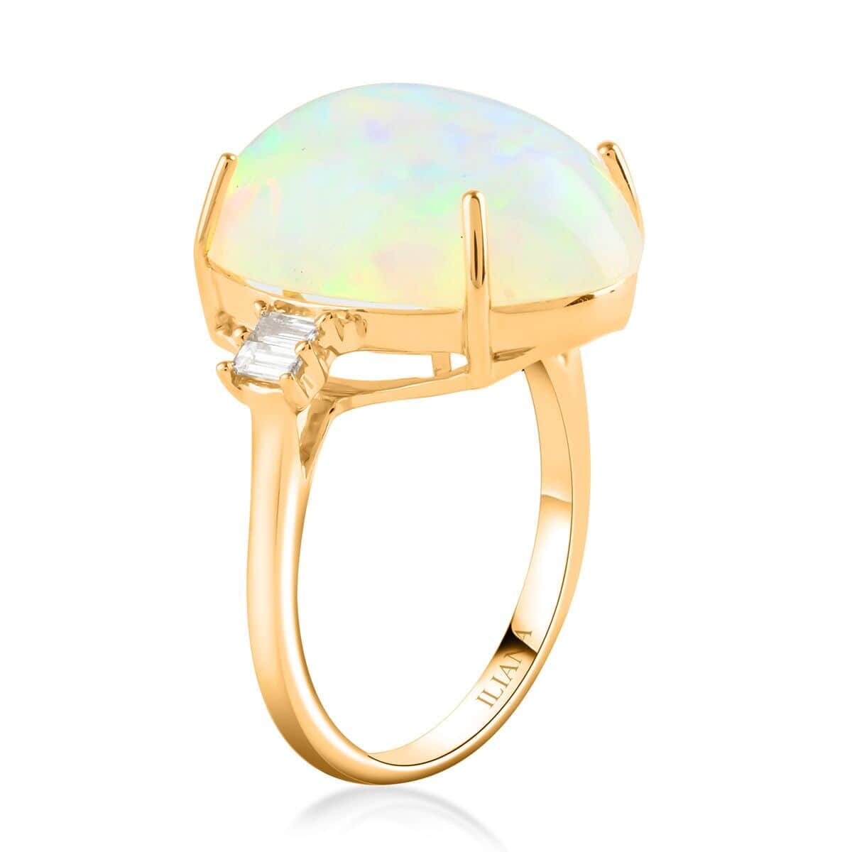 Certified & Appraised Iliana AAA Ethiopian Welo Opal and G-H SI Diamond 7.75 ctw Ring in 18K Yellow Gold (Size 6.5) image number 3