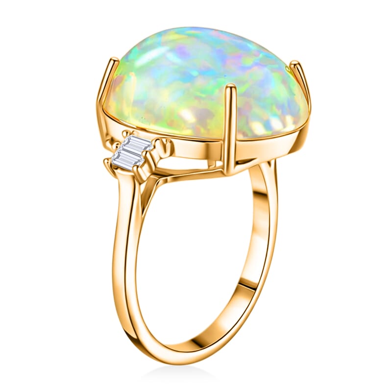 Certified & Appraised Iliana AAA Ethiopian Welo Opal and G-H SI Diamond 7.75 ctw Ring in 18K Yellow Gold (Size 10.5)