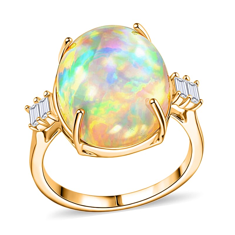 Certified & Appraised Iliana AAA Ethiopian Welo Opal and G-H SI Diamond 7.75 ctw Ring in 18K Yellow Gold (Size 11.0)
