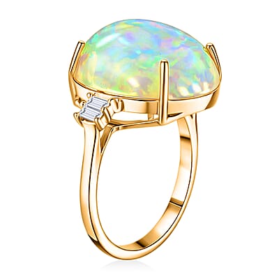 Certified & Appraised Iliana AAA Ethiopian Welo Opal and G-H SI Diamond 7.75 ctw Ring in 18K Yellow Gold (Size 11.0)