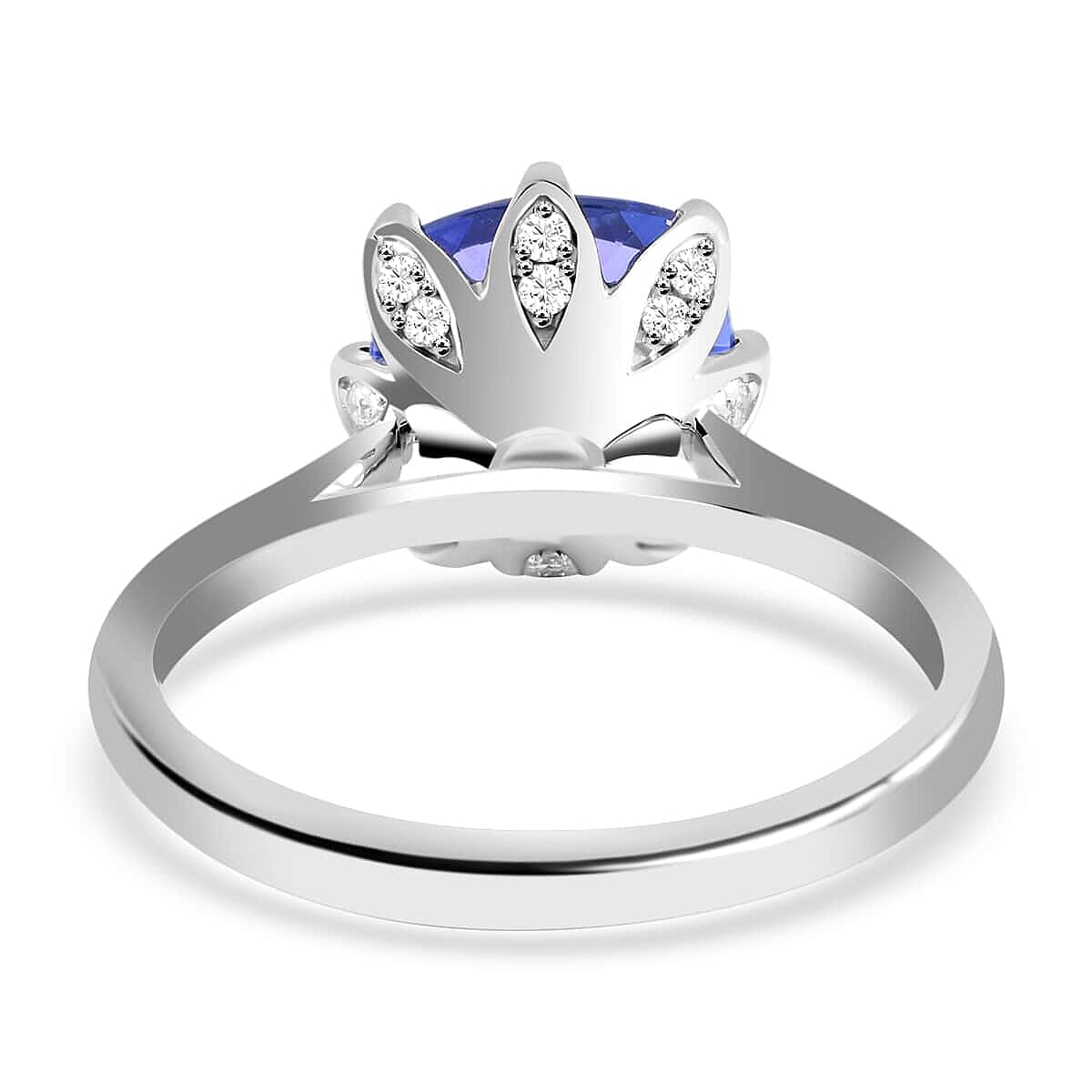 Certified and Appraised Rhapsody AAAA Tanzanite and E-F VS Diamond 3.40 ctw Ring in 950 Platinum (Size 8.5) 6.43 Grams image number 4