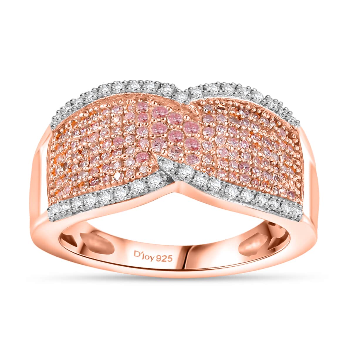 Natural Pink and White Diamond 0.50 ctw Ring in 18K Vermeil Rose Gold Over Sterling Silver (Size 6.0) image number 0