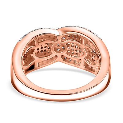 D'Joy Natural Pink and White Diamond 0.50 ctw Ring in 18K Vermeil Rose Gold Over Sterling Silver (Size 6.0)