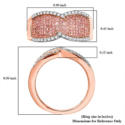D'Joy Natural Pink and White Diamond 0.50 ctw Ring in 18K Vermeil Rose Gold Over Sterling Silver (Size 6.0)