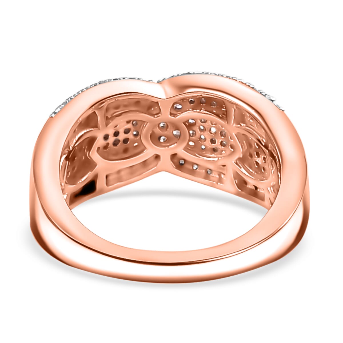 Natural Pink and White Diamond 0.50 ctw Ring in 18K Vermeil Rose Gold Over Sterling Silver (Size 9.0) image number 4