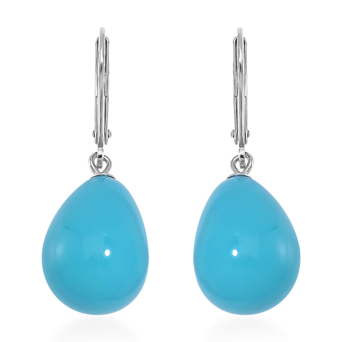 Sleeping Beauty Color Shell Pearl Drop Earrings in Rhodium Over Sterling Silver image number 0